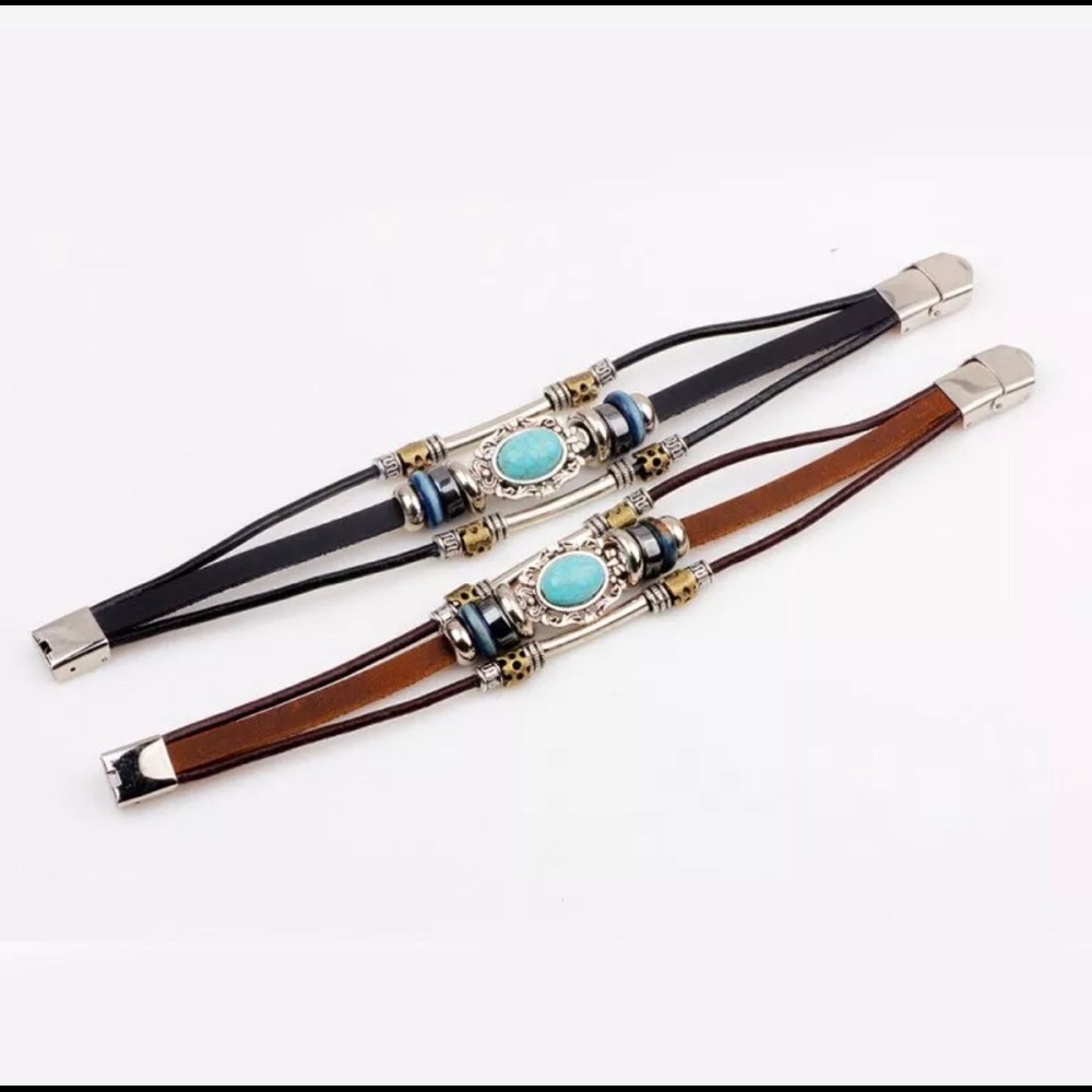 Boho Turquoise Black Bracelet - Picture 2 of 5